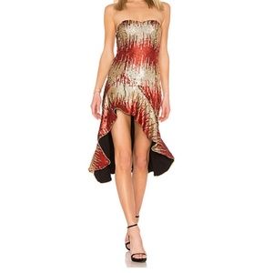 NBD Fire & Desire Dress in Red & Gold -Size XS